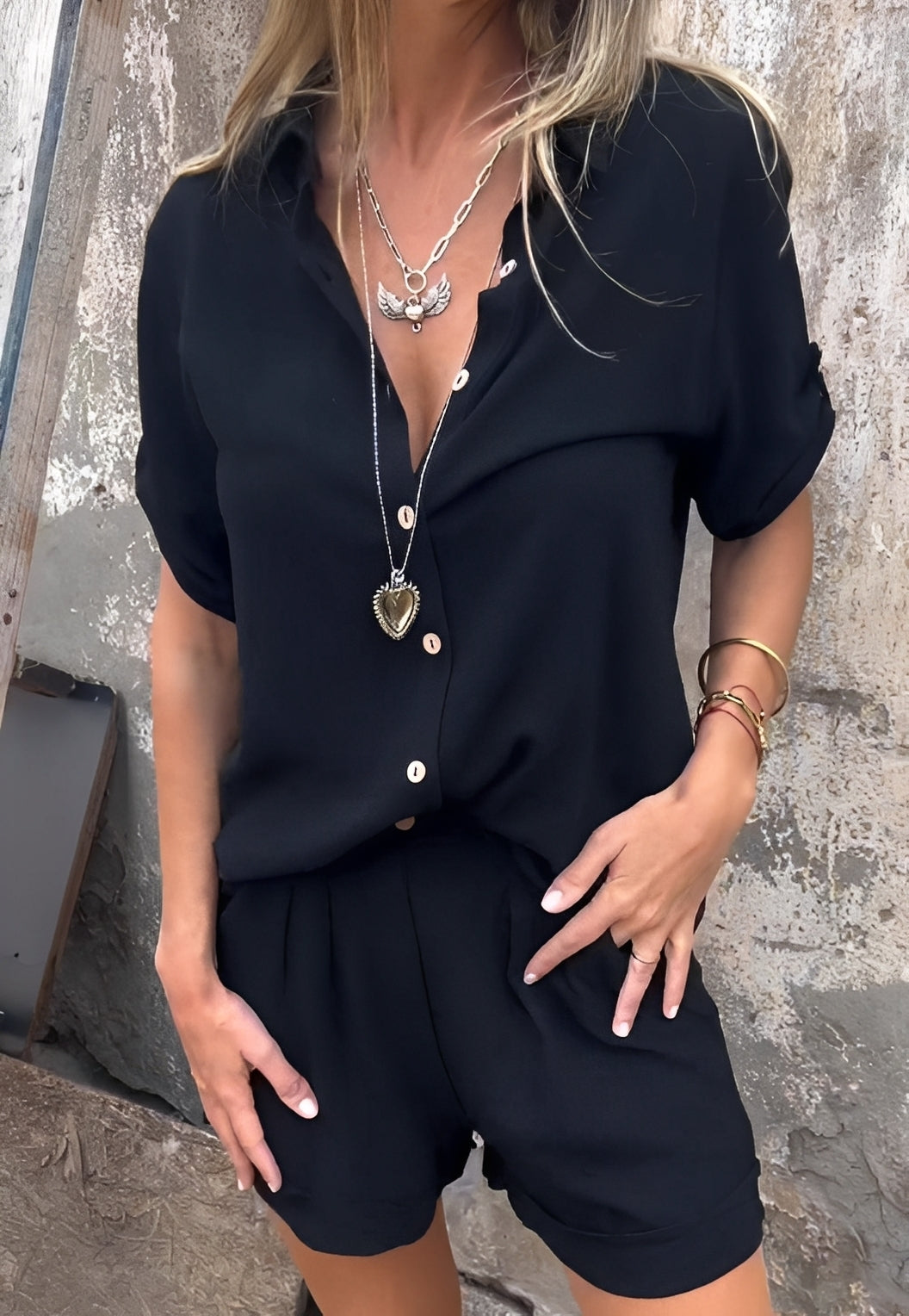 Minnie - Conjunto de Blusa y Shorts Casual