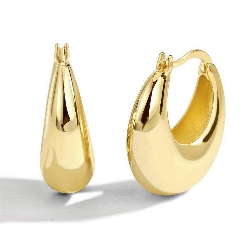 Pendientes anchos en oro de 18 quilates - Pendientes abiertos anchos