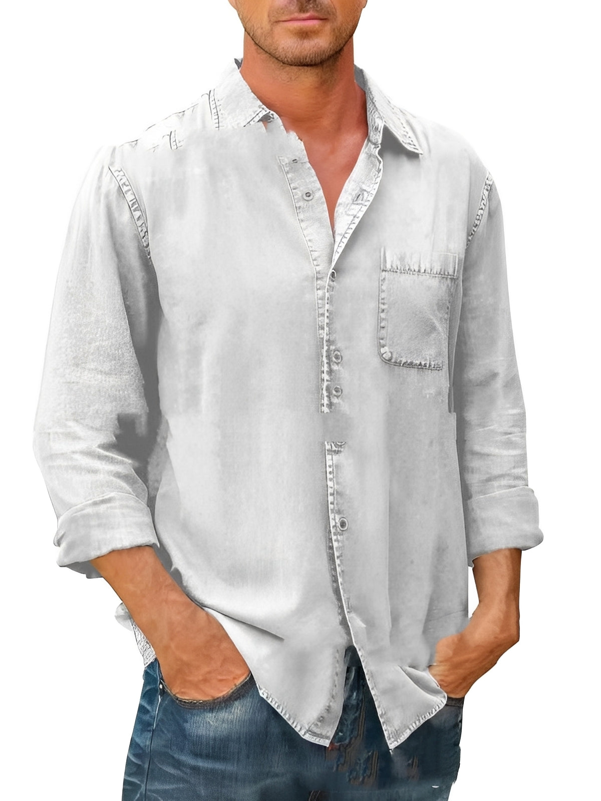 Alfie - Camisa Lavada de Manga Larga