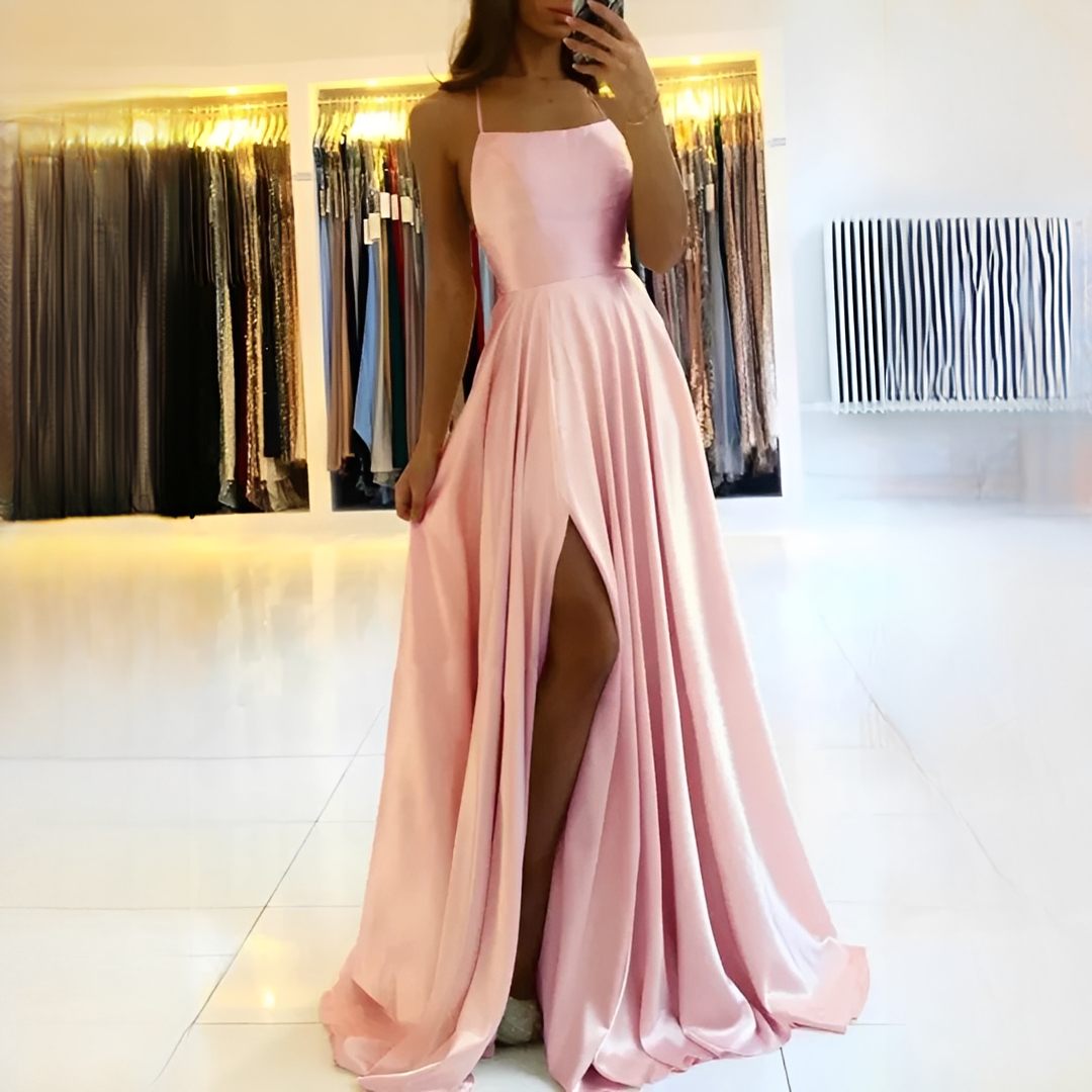 Shamcy - Vestido Maxi Elegante con Abertura