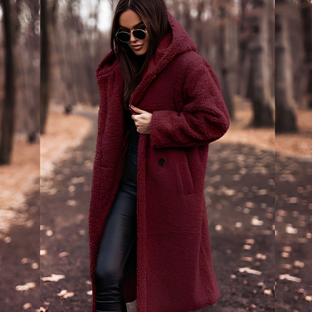 Lucette - Abrigo de invierno con capucha de piel sintética para mujeres