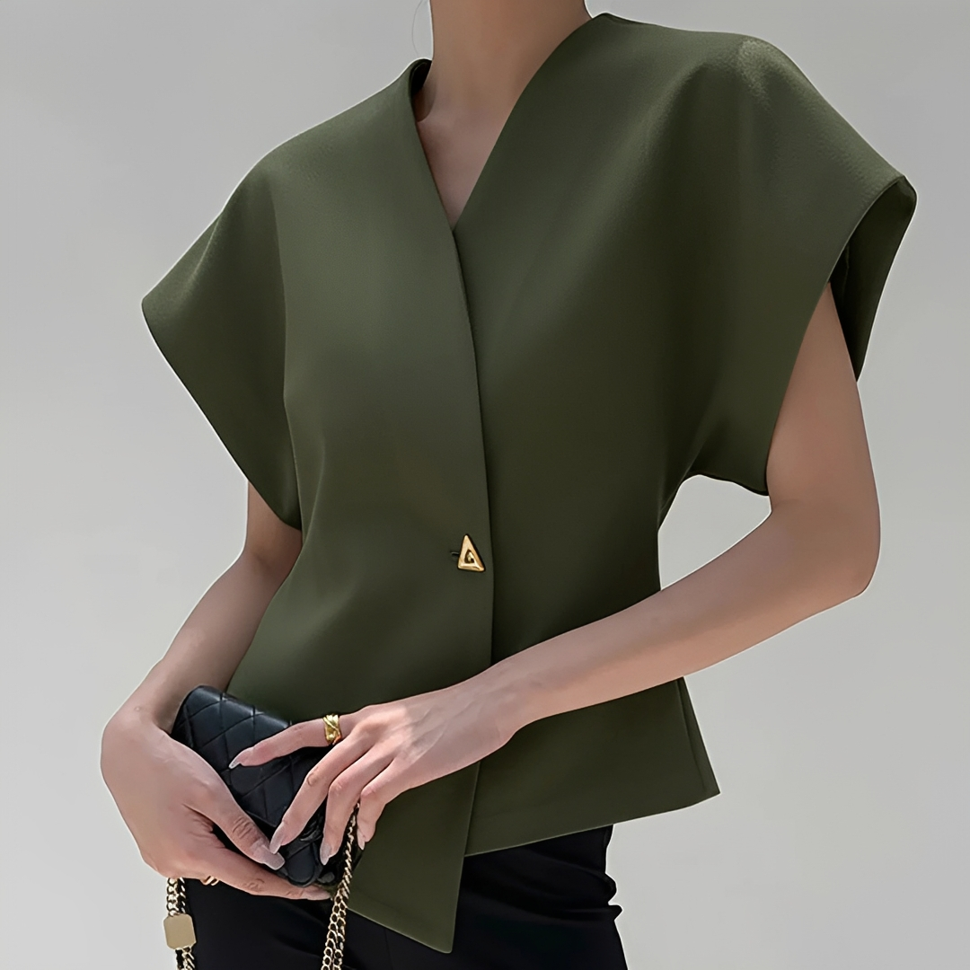 Ariella - Blusa de cuello en V a la moda