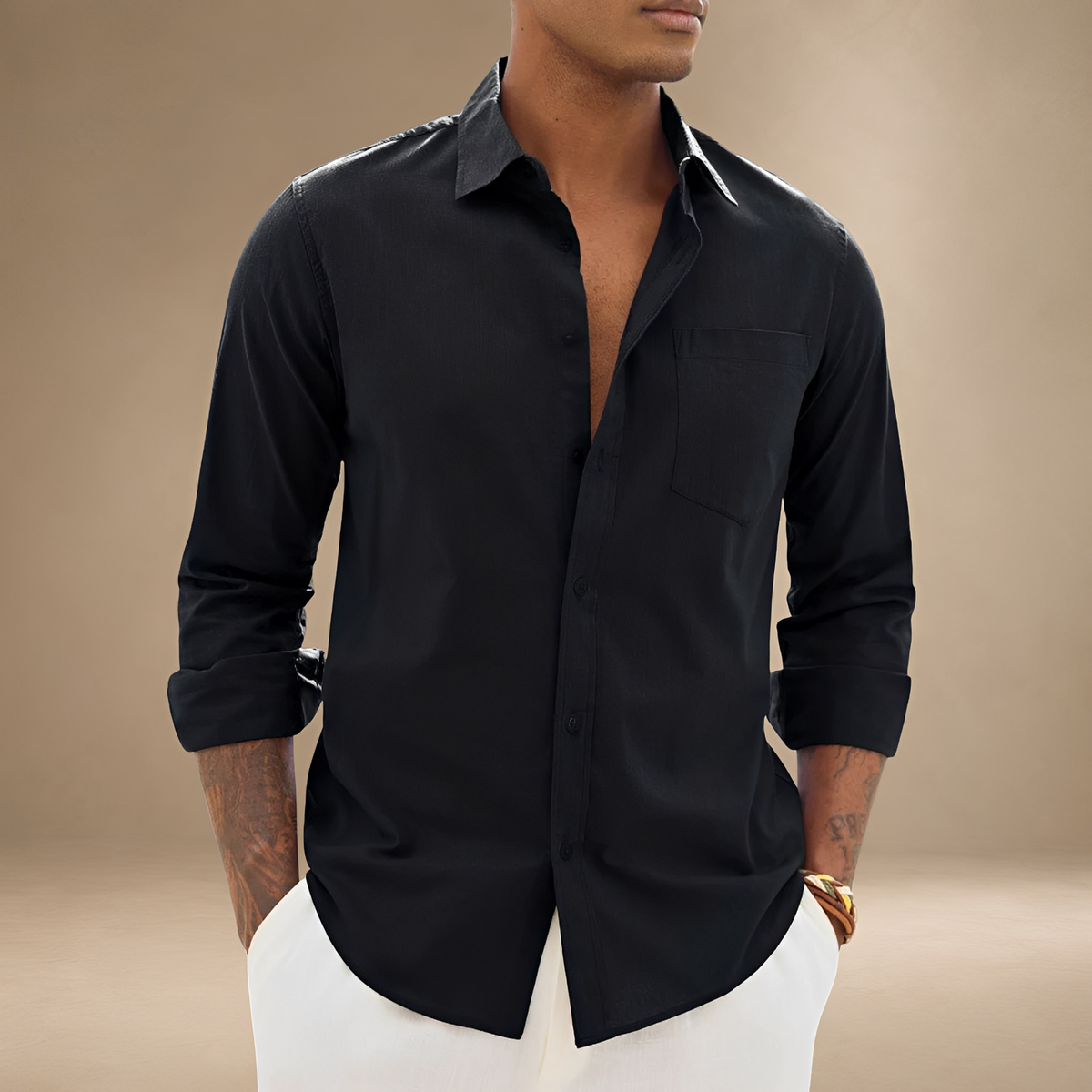 Ajay - Camisa Relajada de Manga Larga