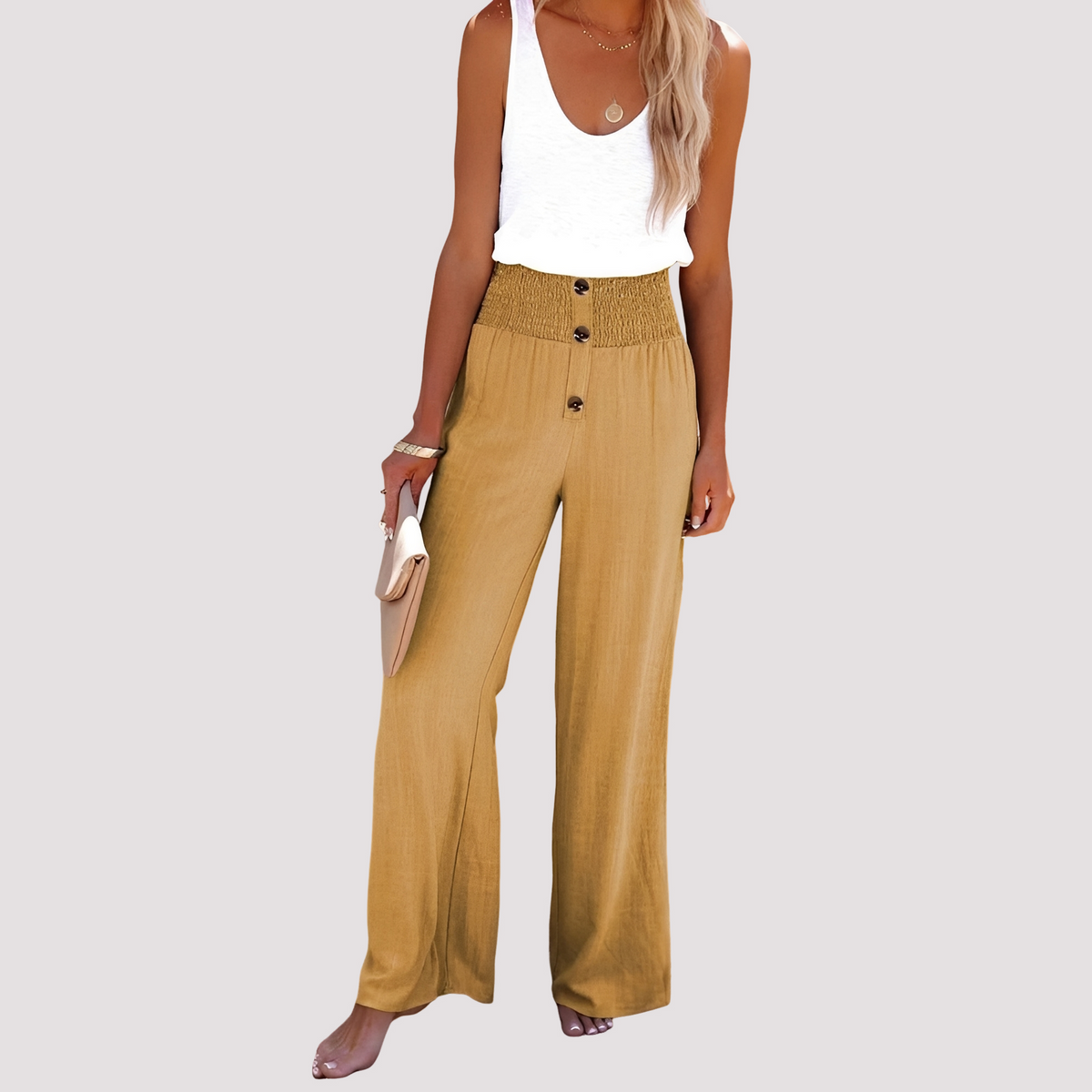 Christa - Pantalones Sueltos de Tiro Alto