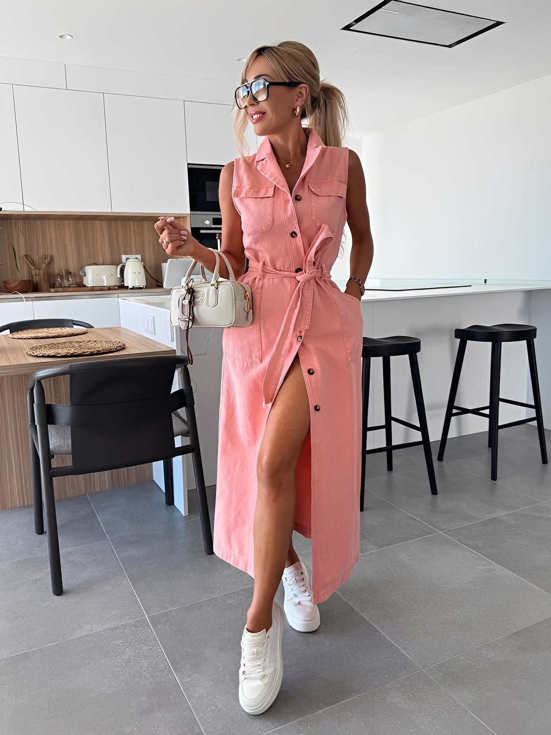 Steph - Vestido Midi de Mezclilla Elegante