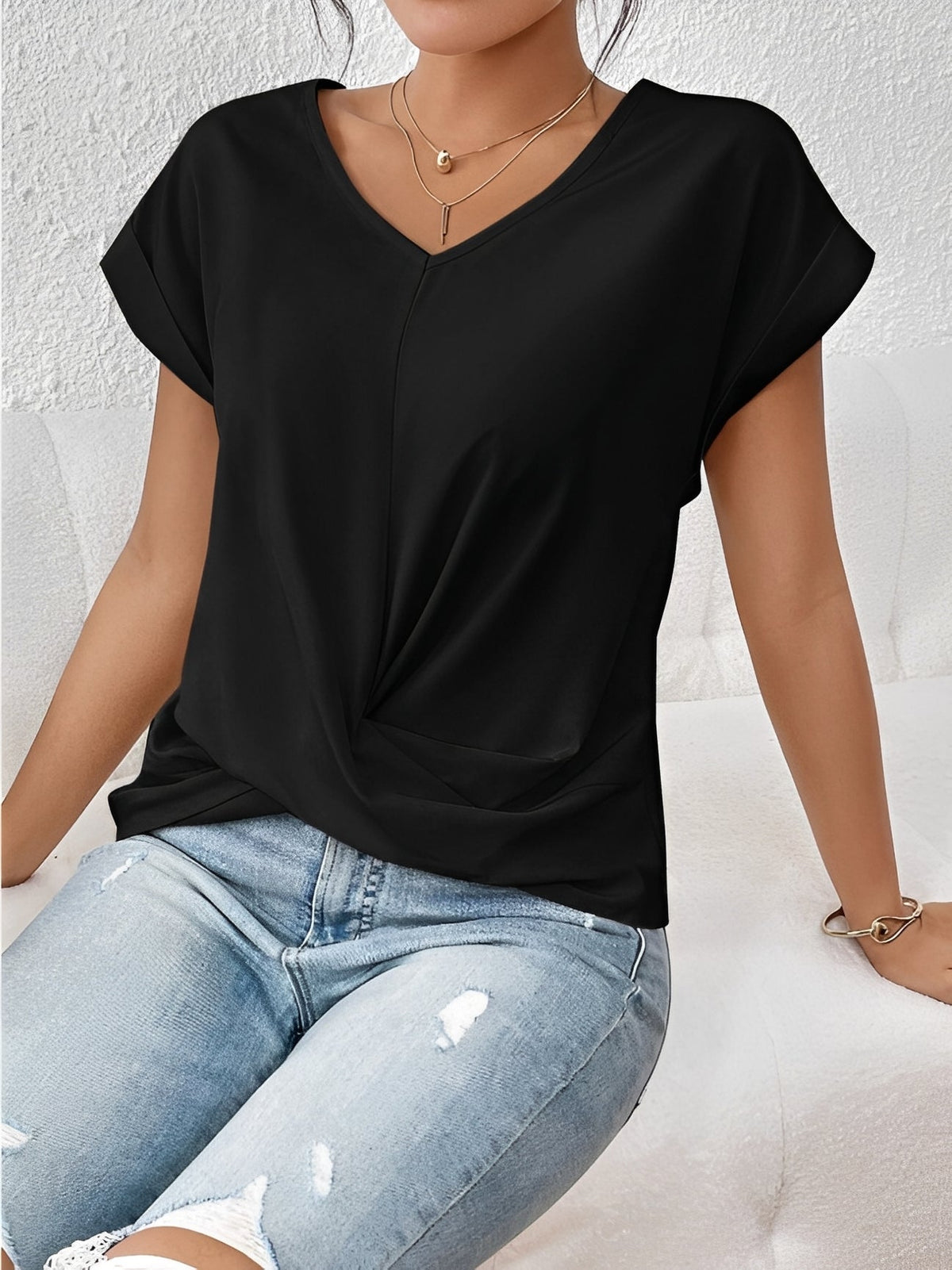 Lucie – Camiseta de mujer con cuello en V – para el día a día