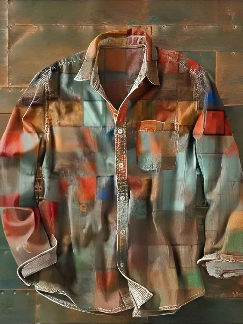 Charles – Camisa de manga larga para hombre – Retro y colorida