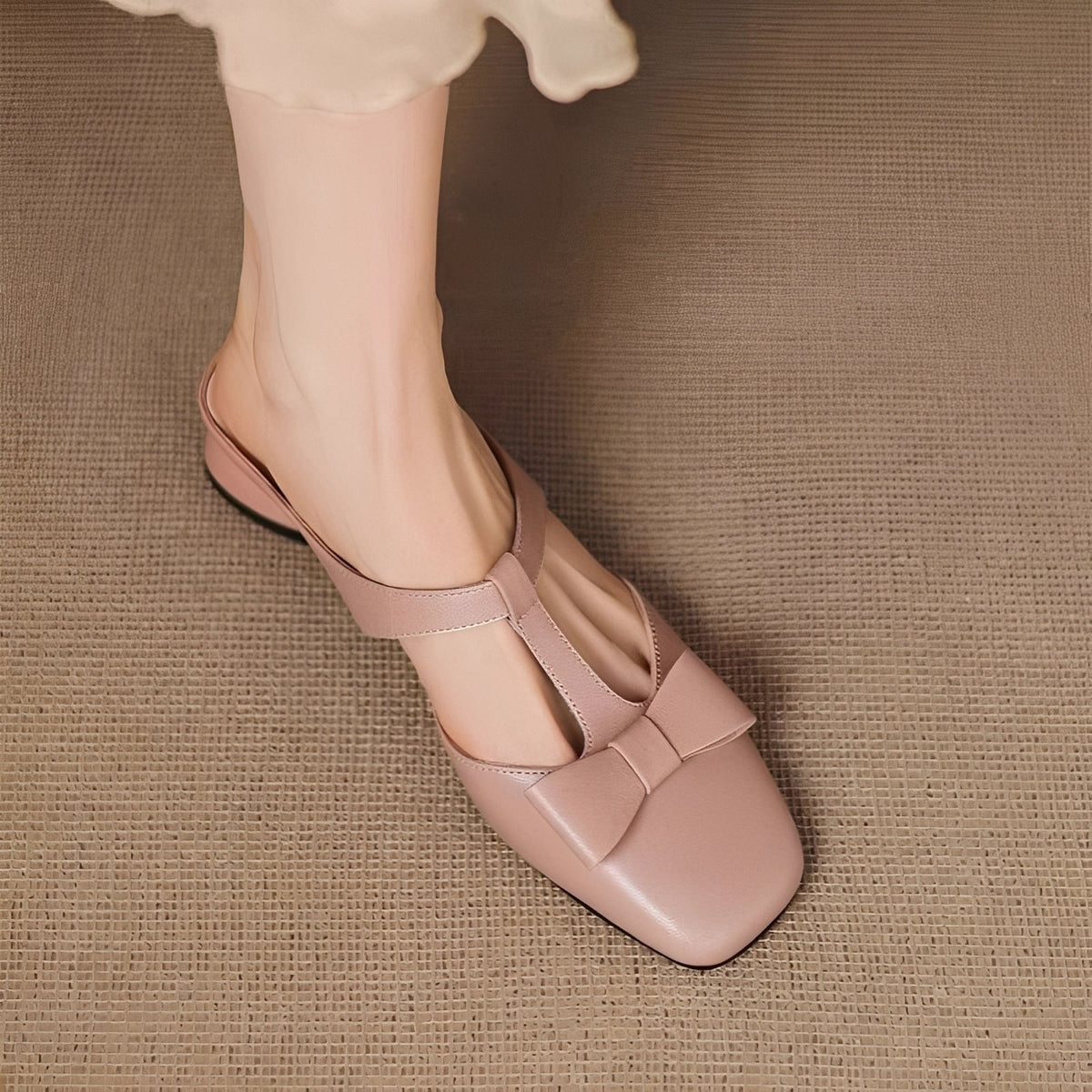 Jean - Sandalias Mules Elegantes con Lazo