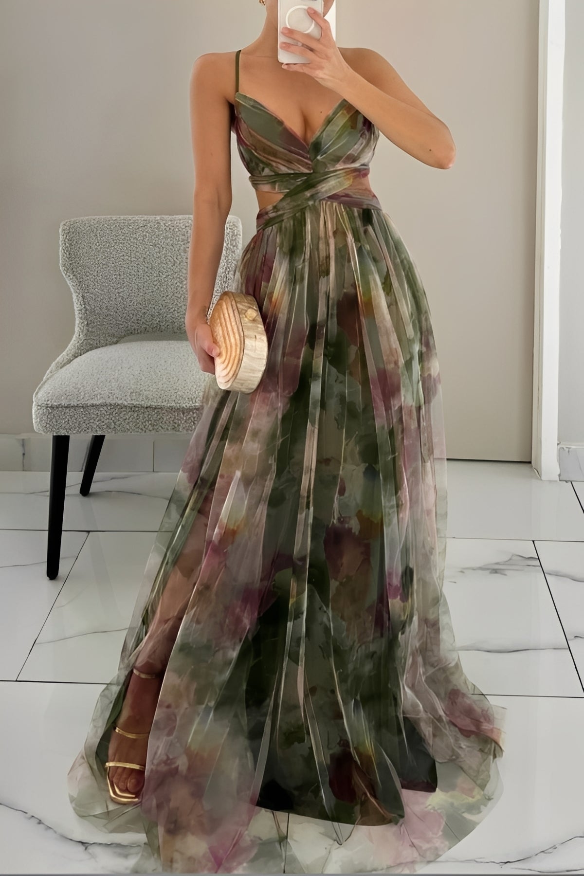 Davina - Vestido Maxi Línea A Elegante
