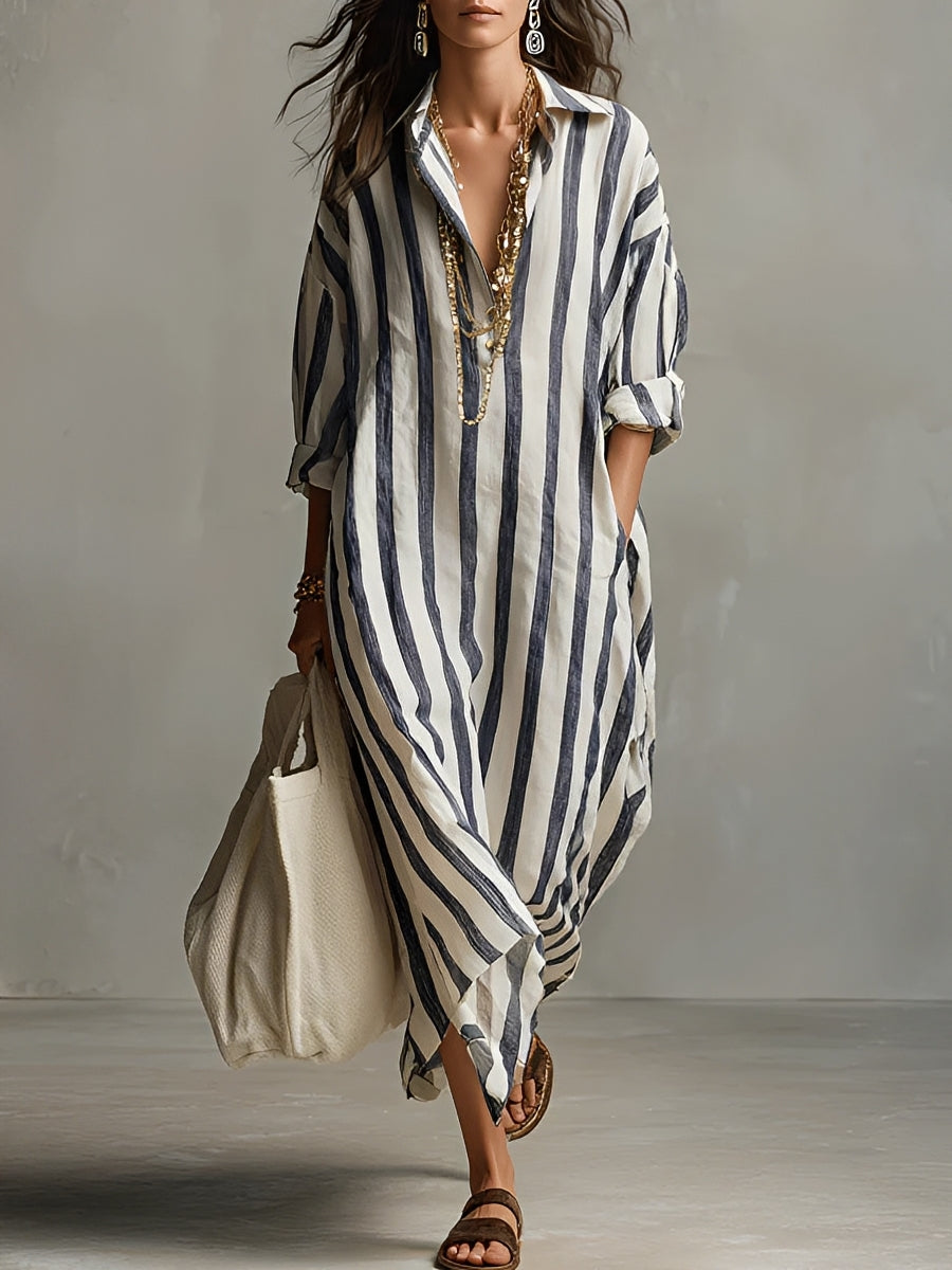 Charlotte - Vestido de Línea A con Rayas