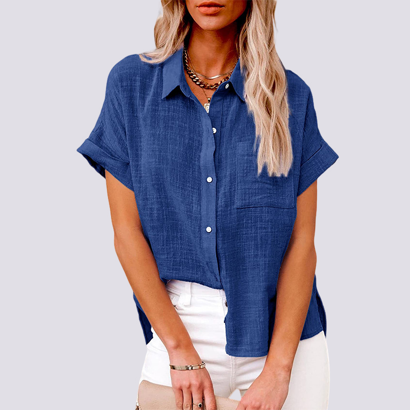 Nicole - Blusa de Manga Corta con Bolsillo