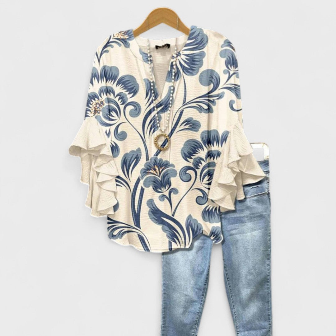 Kay- Elegante blusa para damas con estampado floral
