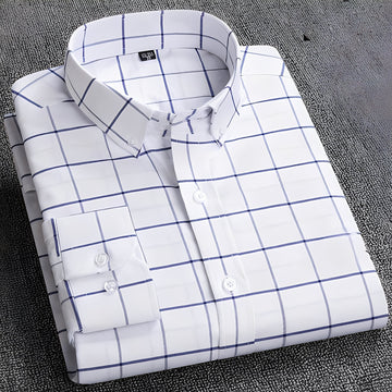 Jezriel - Camisa de moda de manga larga con cuadros para hombre