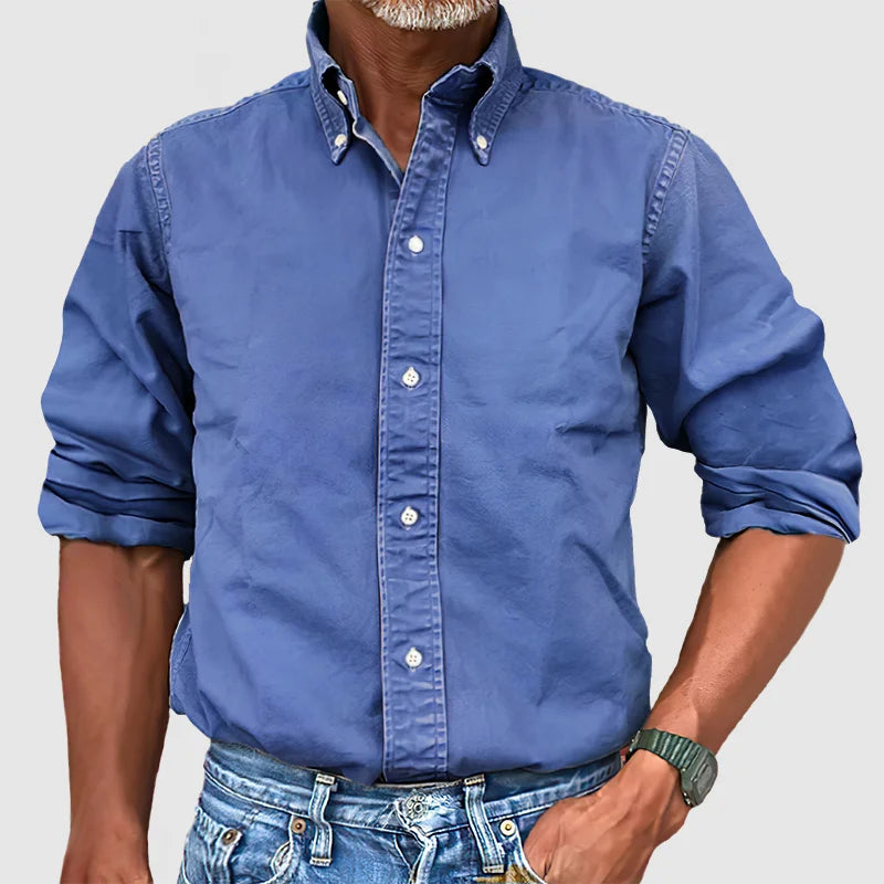 Vince – Camisa para hombre de estilo vintage con efecto desgastado