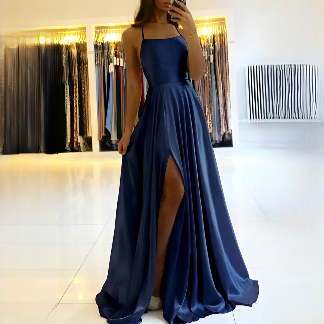 Shamcy - Vestido Maxi Elegante con Abertura