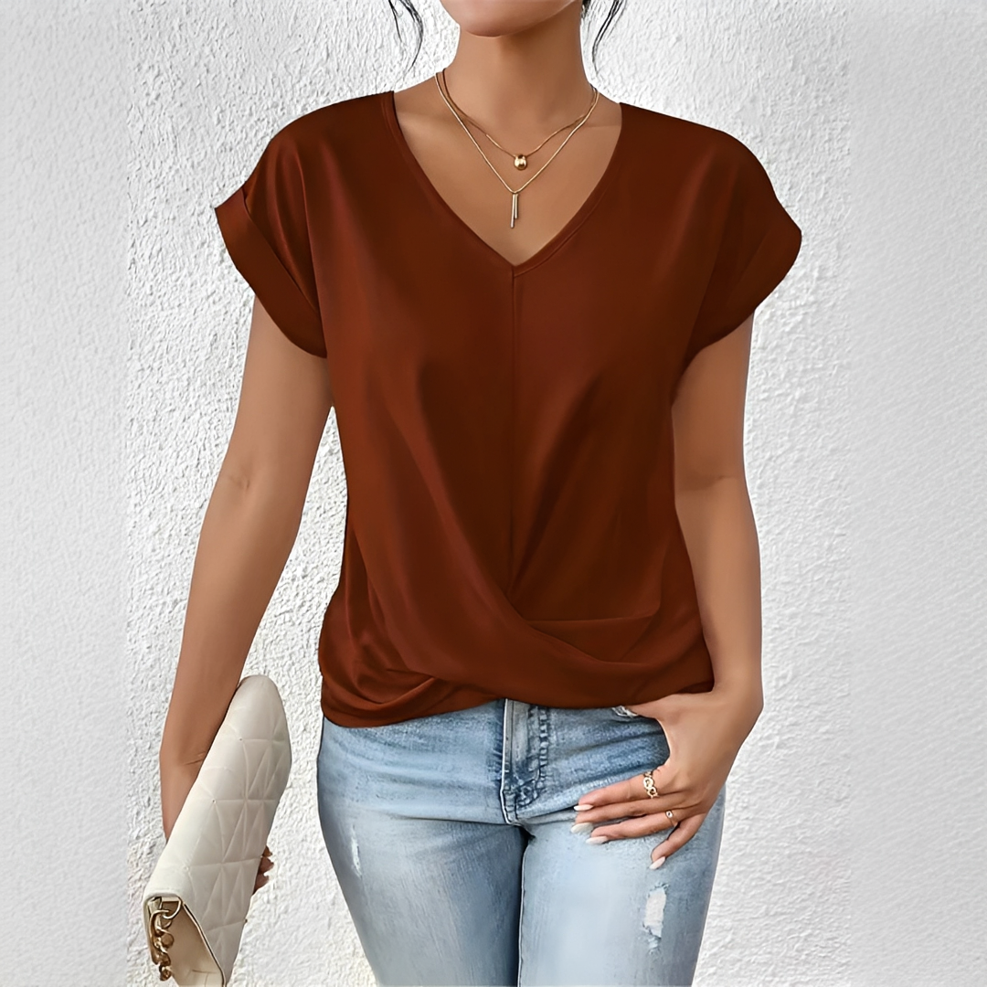 Velanie - Blusa Casual con Escote en V