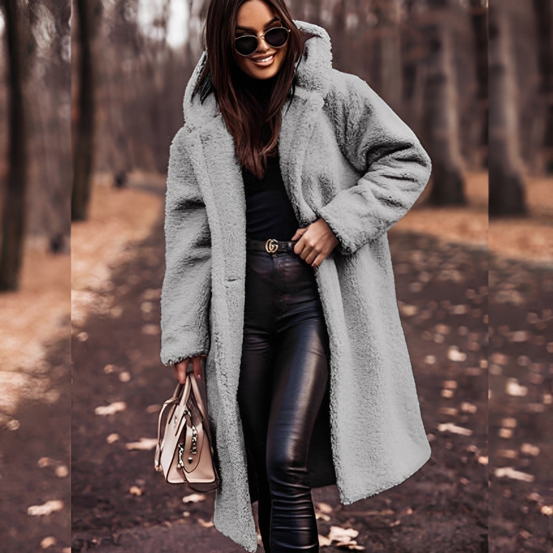 Lucette - Abrigo de invierno con capucha de piel sintética para mujeres