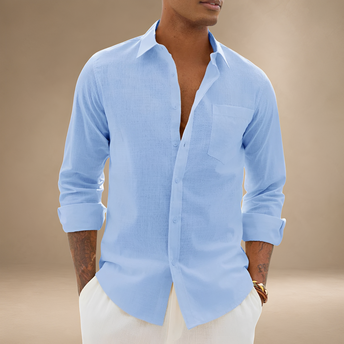 Ajay - Camisa Relajada de Manga Larga