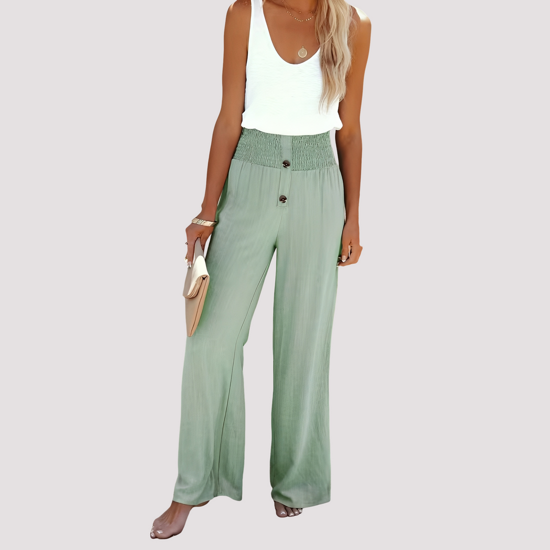 Christa - Pantalones Sueltos de Tiro Alto