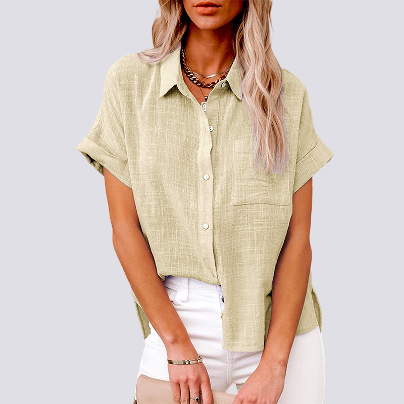Nicole - Blusa de Manga Corta con Bolsillo
