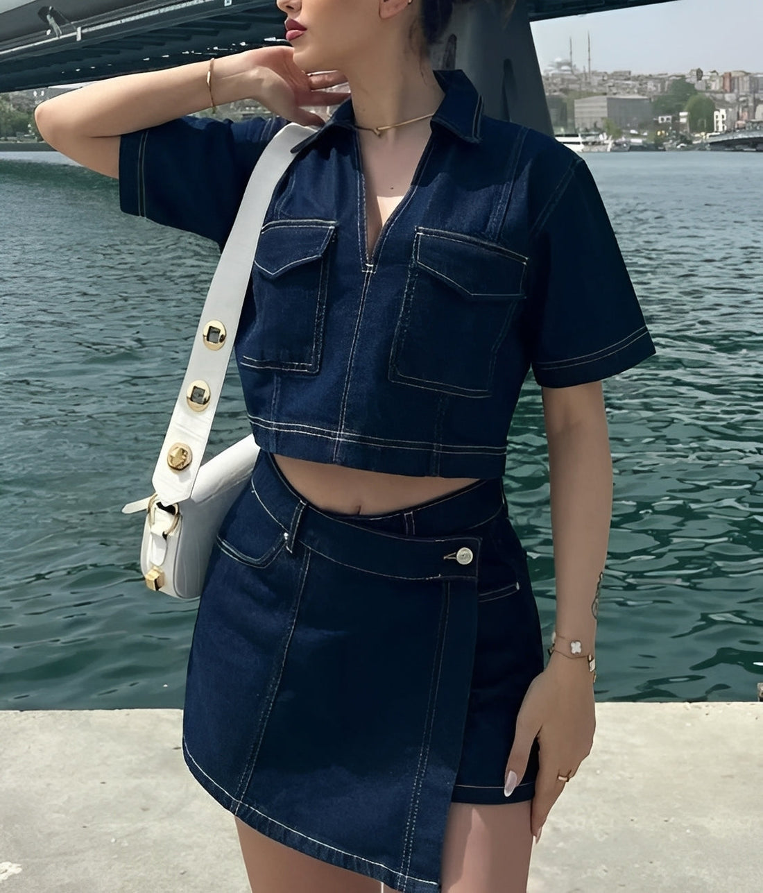 Tilly - Conjunto de Top y Falda de Mezclilla