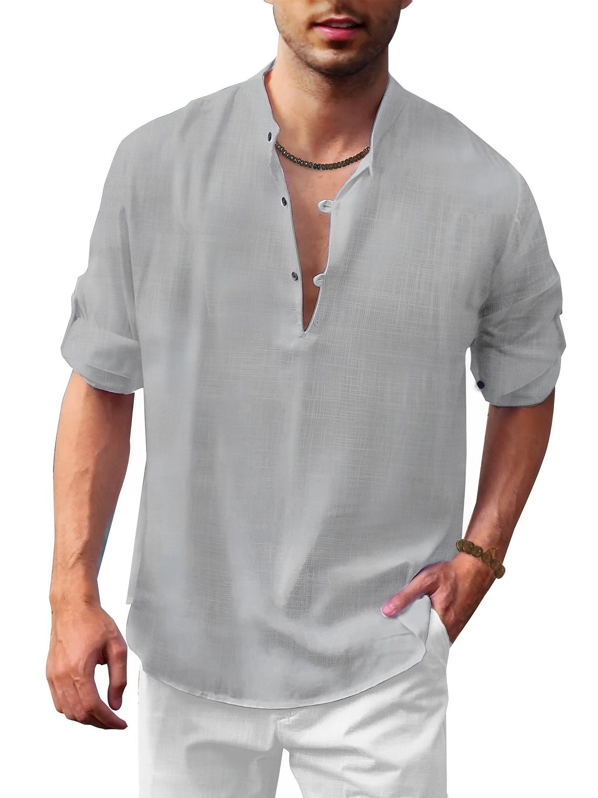 Andrew - Camisa masculina de verano de manga larga y estilo elegante