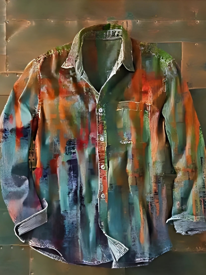 Charles – Camisa de manga larga para hombre – Retro y colorida