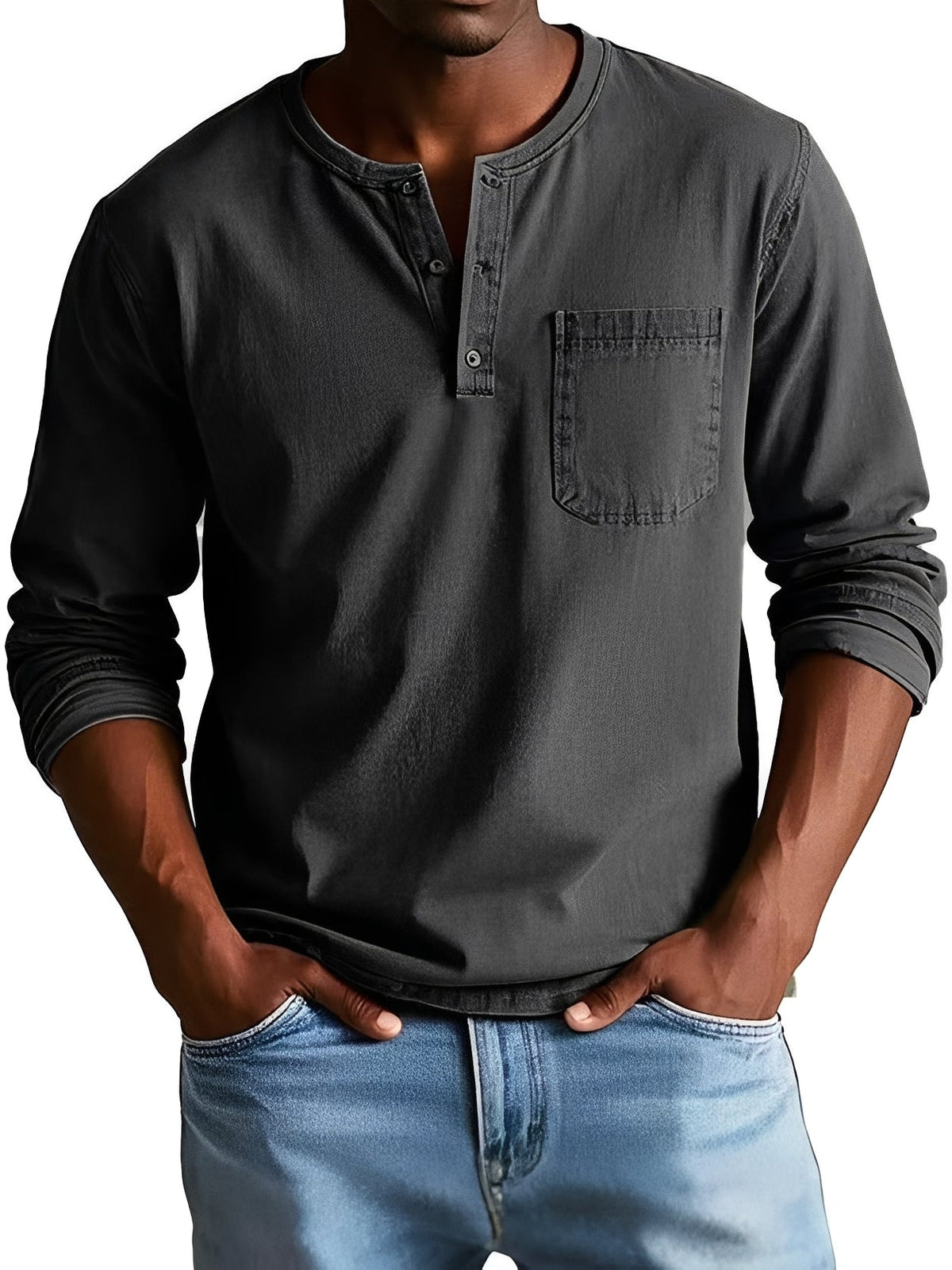 Steve - Camisa casual de manga larga para hombres