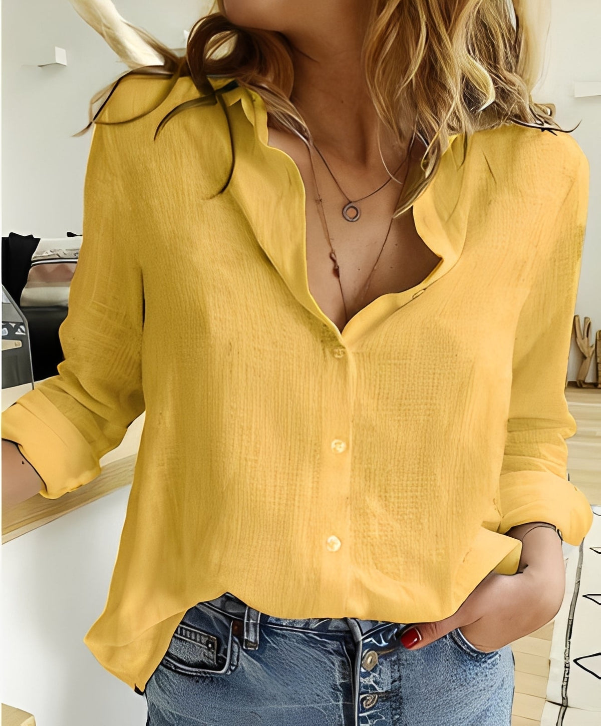 Sandra – Camisa de manga larga para mujer – Casual y holgada