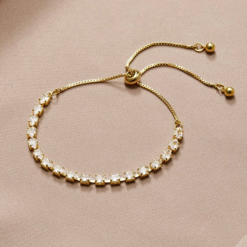 Pulsera de Cristal Dorado - Pulsera de cristal regulable