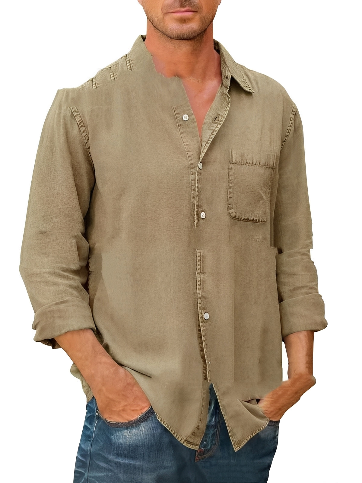 Alfie - Camisa Lavada de Manga Larga