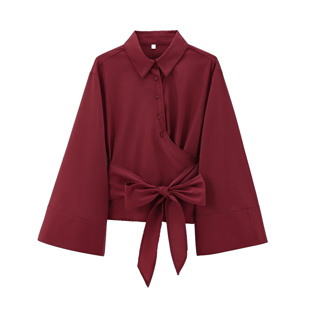 Shania - Elegante blusa de corte holgado con cinturón para damas