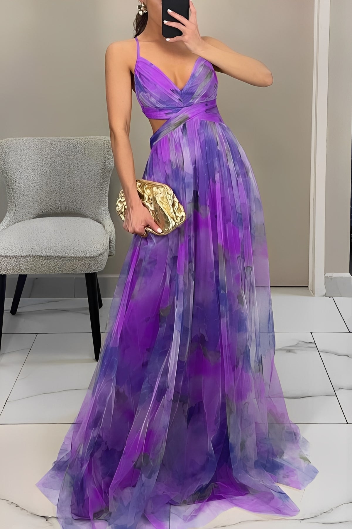 Davina - Vestido Maxi Línea A Elegante
