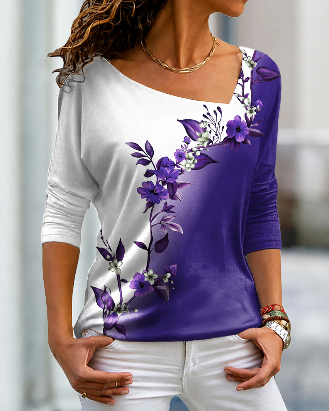 Sheylinn - Blusa Flowy de Manga Larga