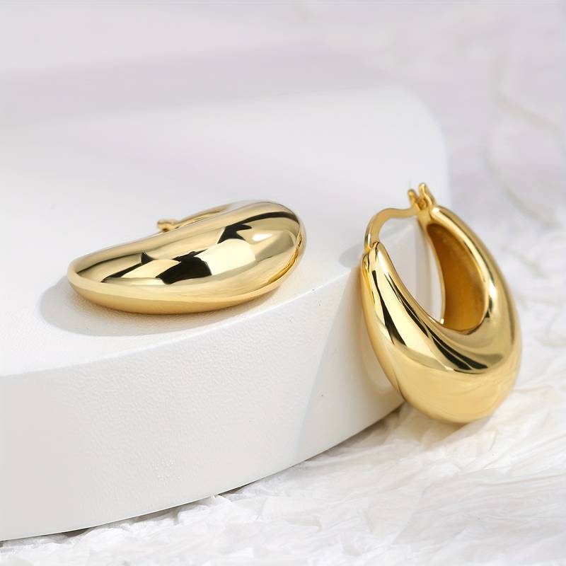 Pendientes anchos en oro de 18 quilates - Pendientes abiertos anchos