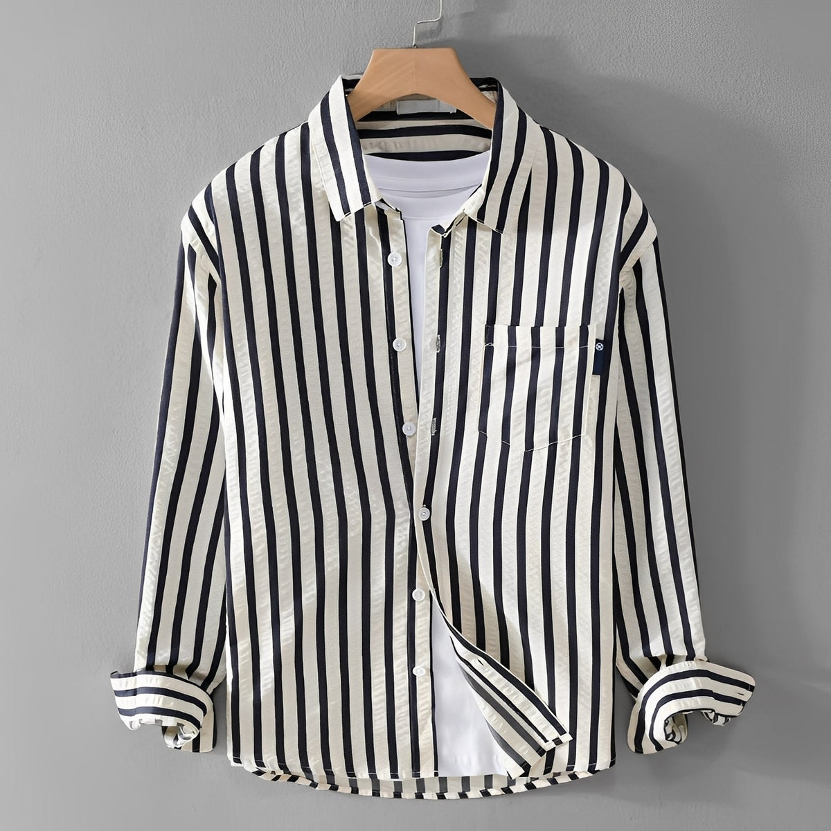 Marvin - Camisa de Manga Larga a Rayas Estilosa