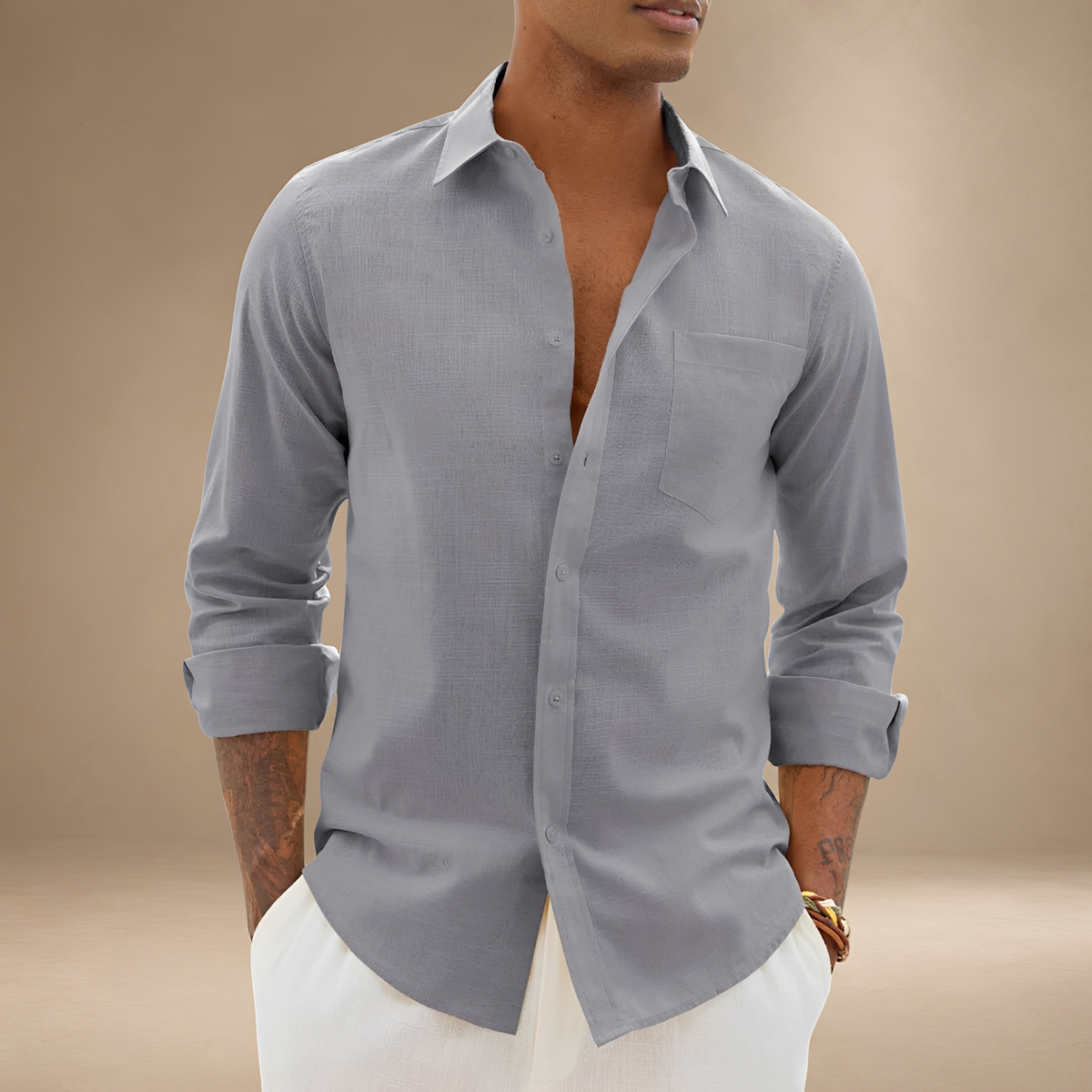 Ajay - Camisa Relajada de Manga Larga