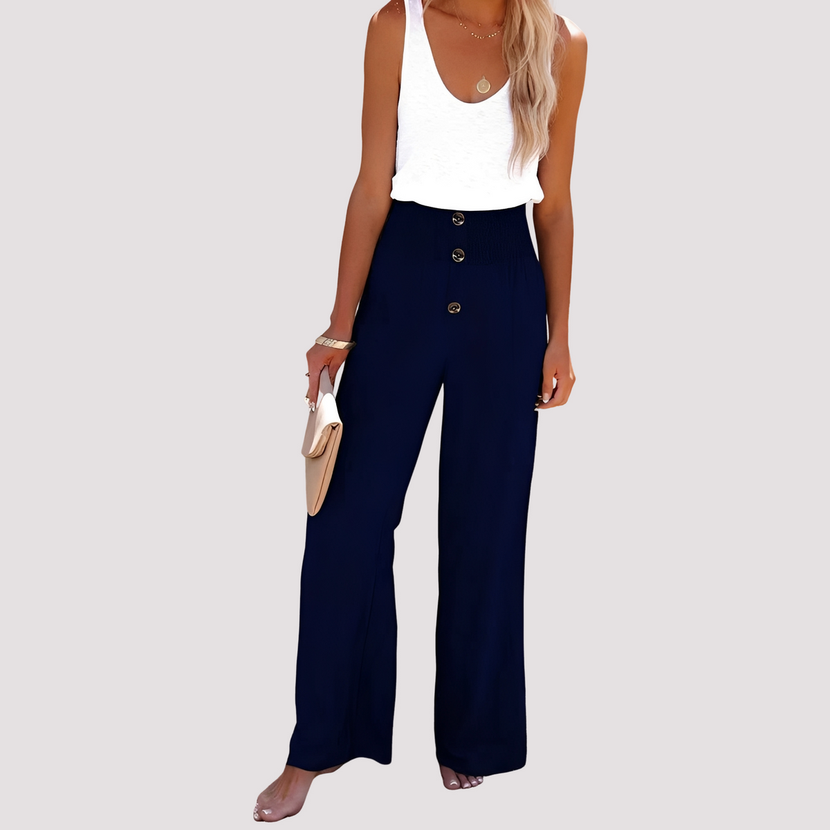 Christa - Pantalones Sueltos de Tiro Alto