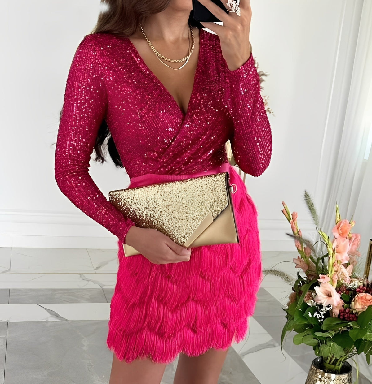 Isabelle - Vestido Mini de Brillos Elegante
