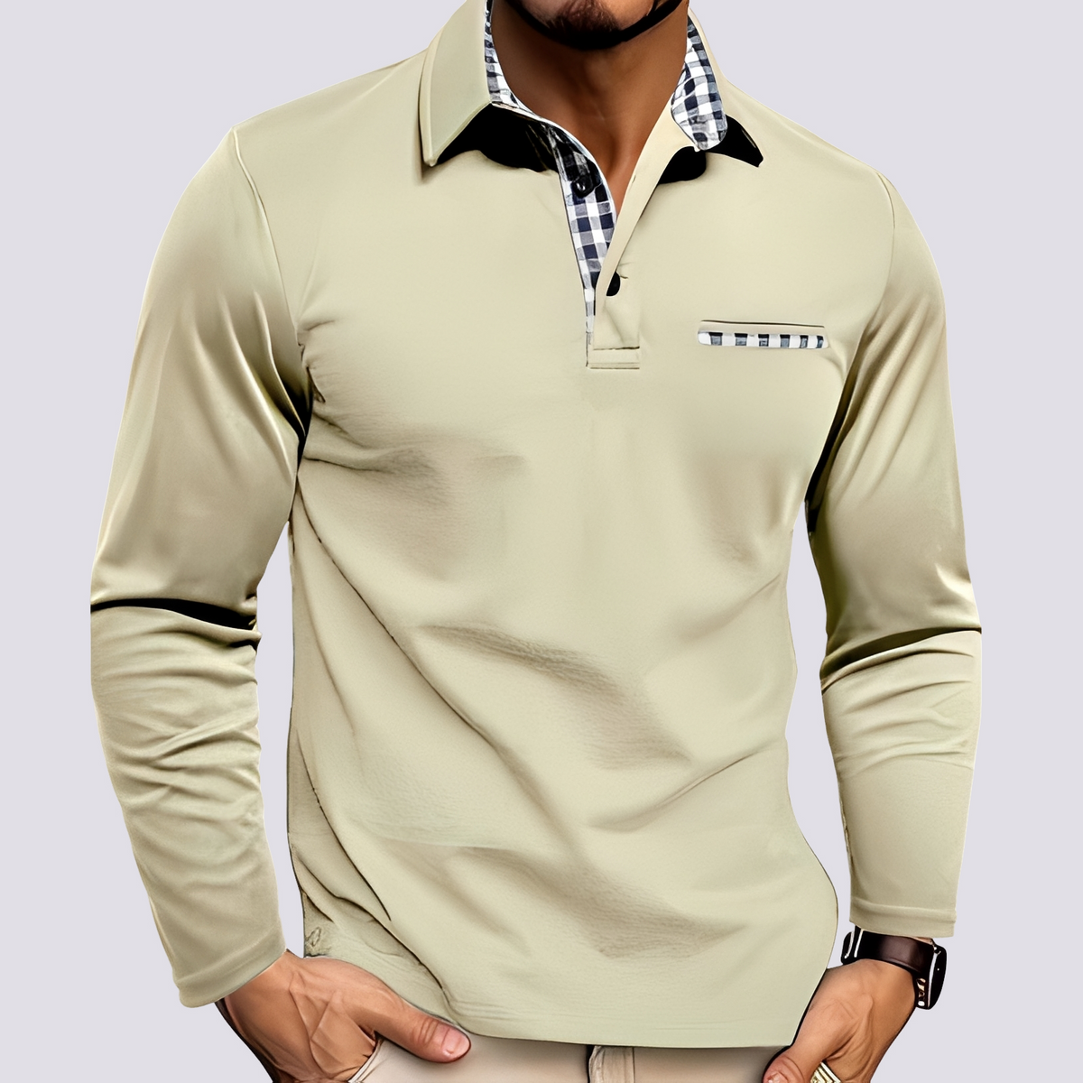 Mark – Polo para hombre – Camisa de manga larga casual