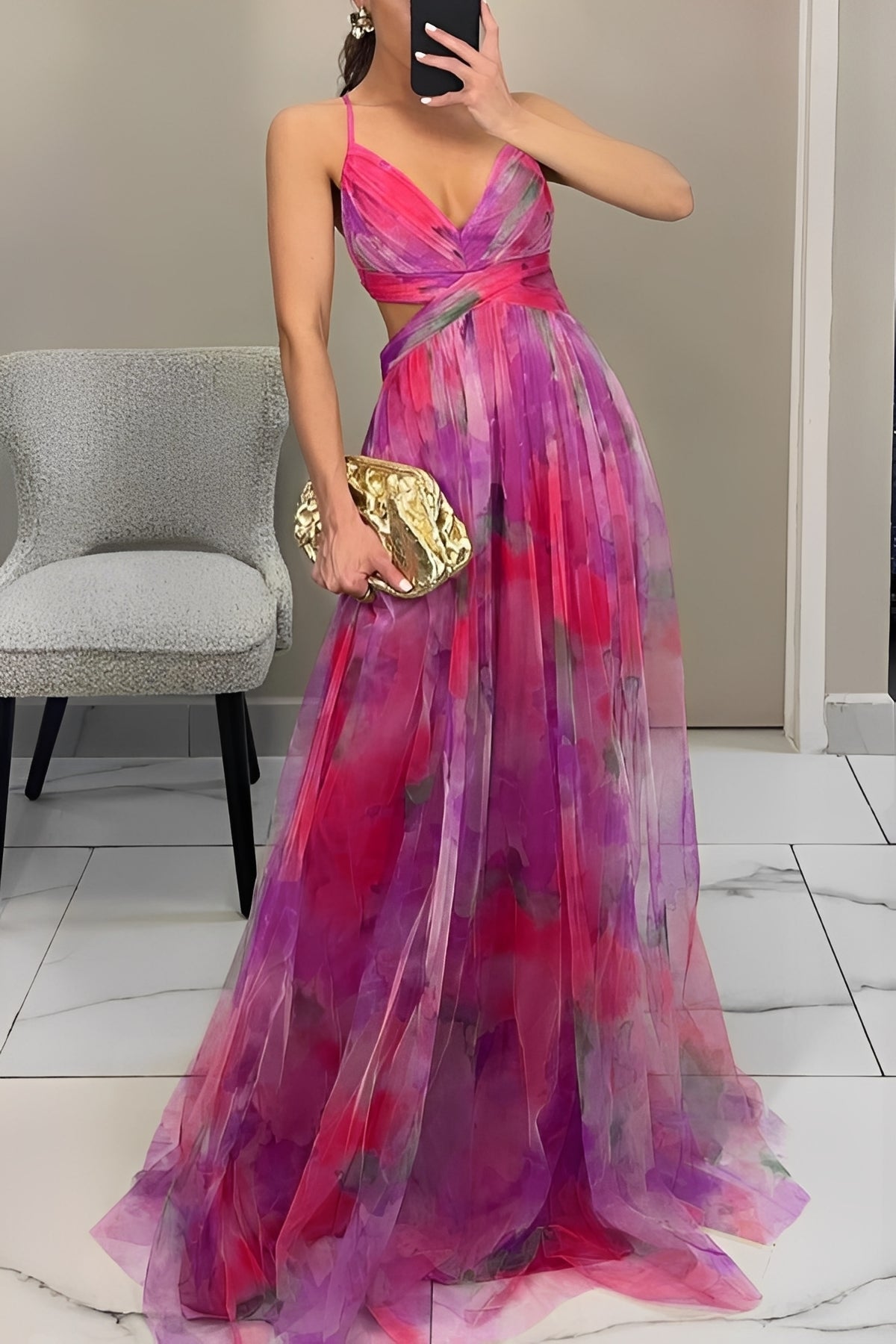 Davina - Vestido Maxi Línea A Elegante