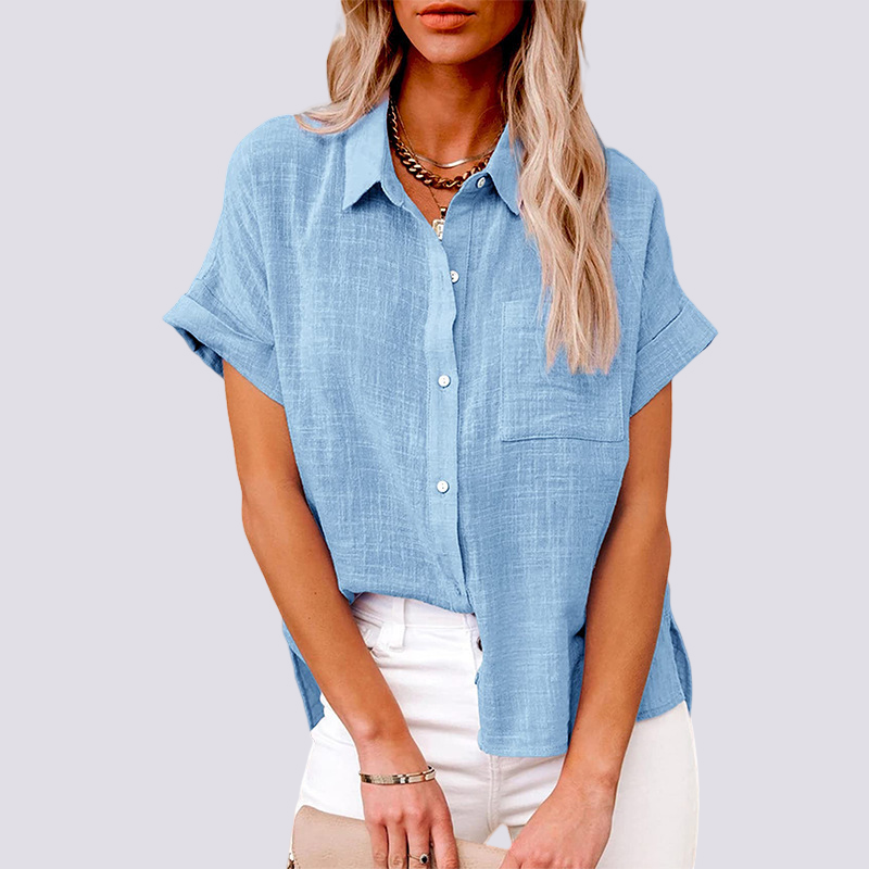 Nicole - Blusa de Manga Corta con Bolsillo