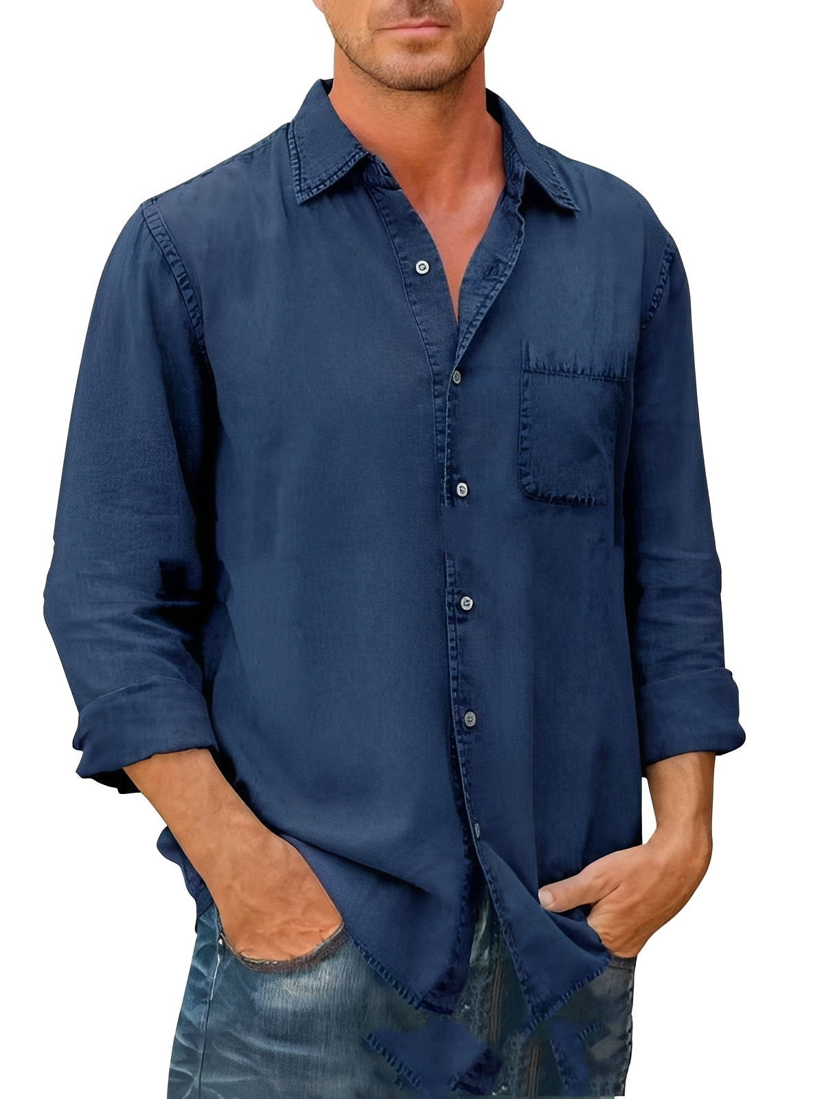 Alfie - Camisa Lavada de Manga Larga