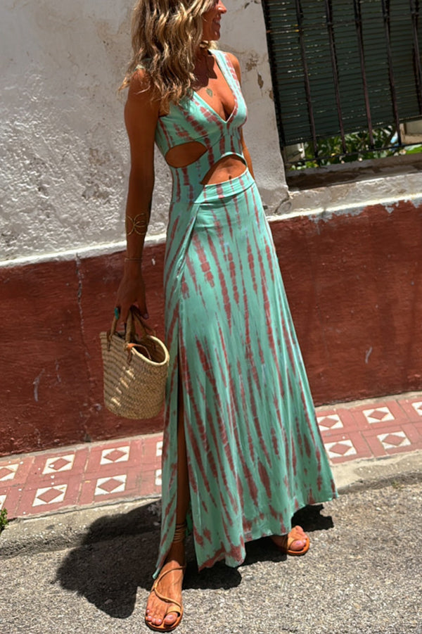 Menchie - Elegante vestido maxi con abertura para mujer
