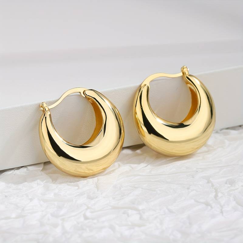 Pendientes anchos en oro de 18 quilates - Pendientes abiertos anchos