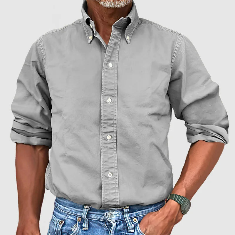 Vince – Camisa para hombre de estilo vintage con efecto desgastado