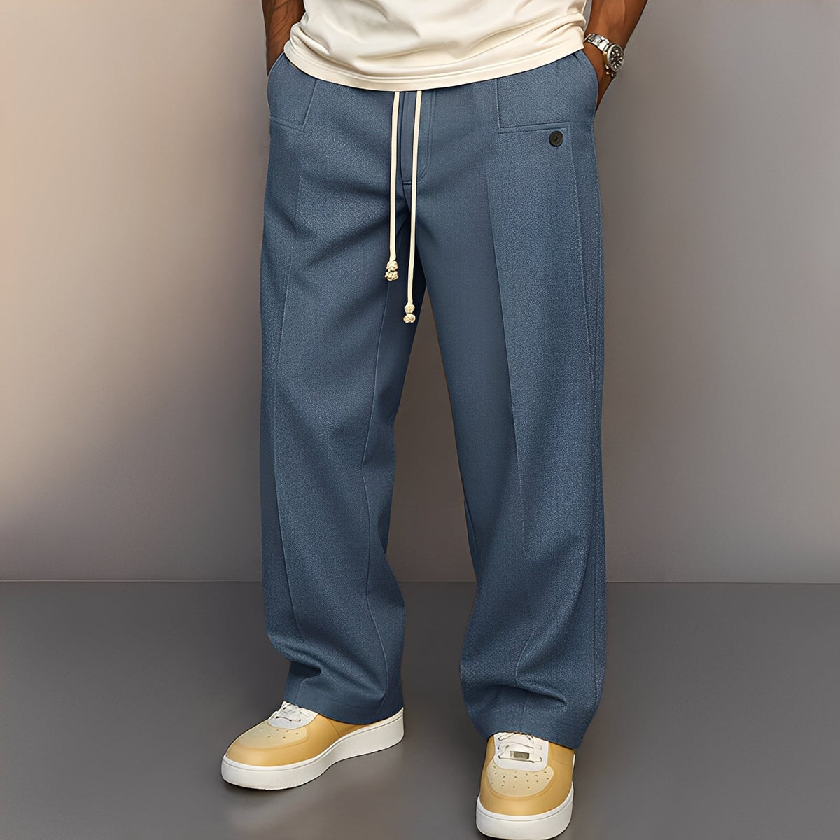 Henri - Pantalones anchos para hombre con cordón