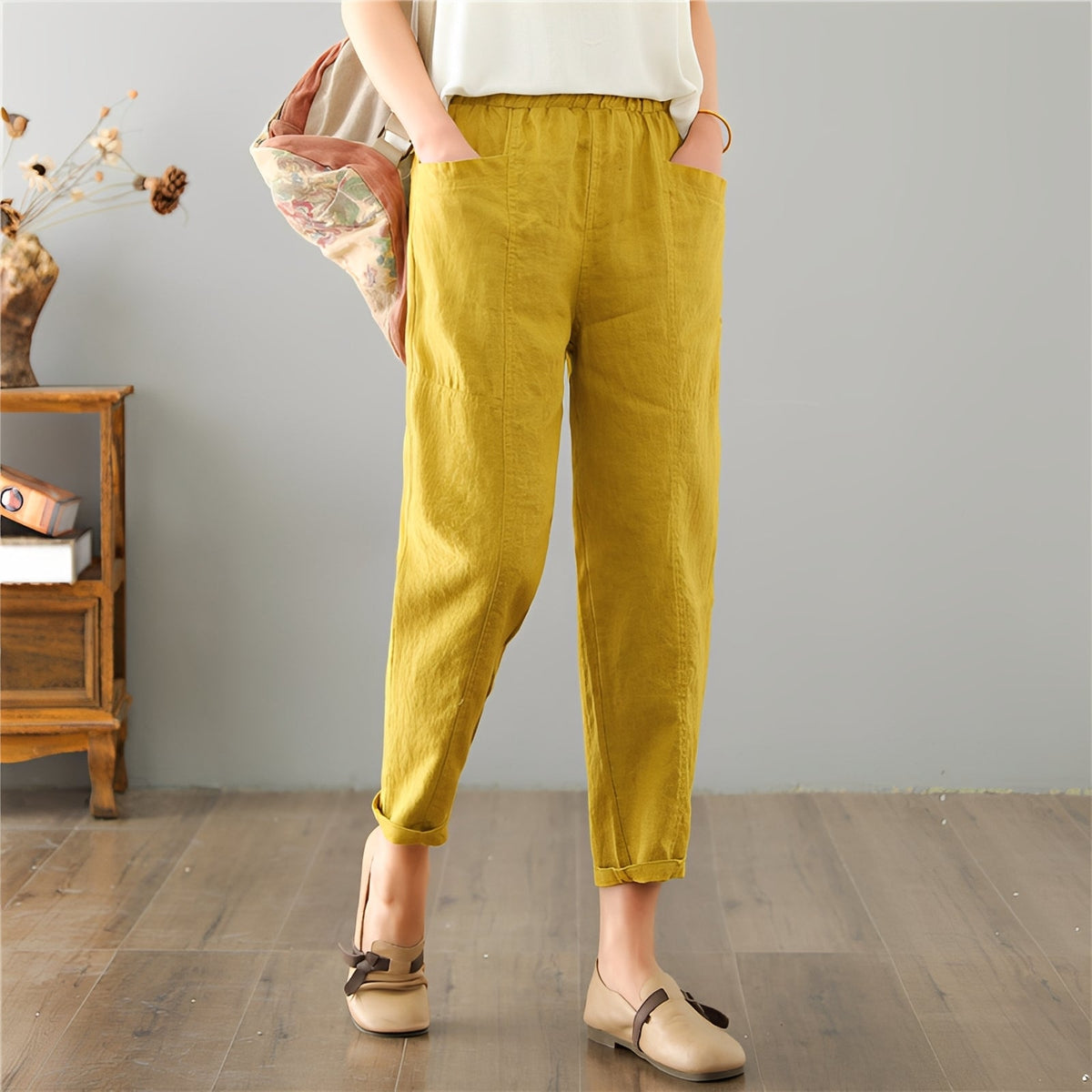 Gretchen - Pantalones casuales con bolsillos para damas