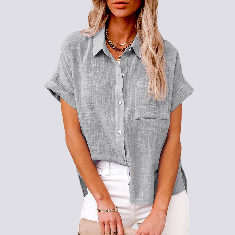 Nicole - Blusa de Manga Corta con Bolsillo