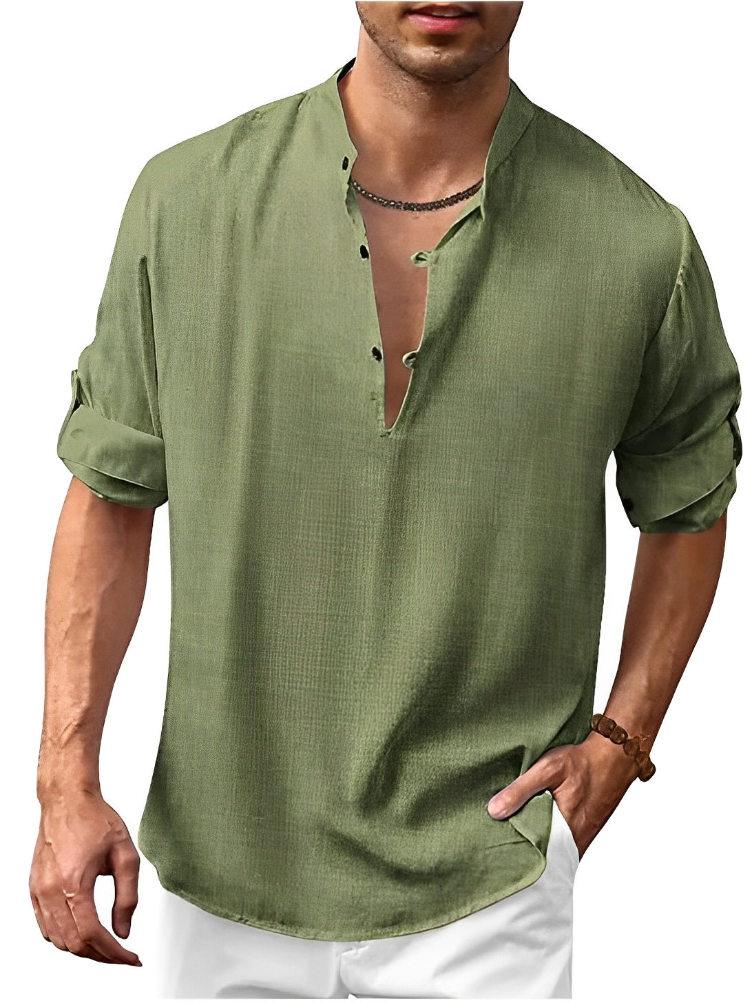 Andrew - Camisa masculina de verano de manga larga y estilo elegante